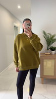 Valeria Olive Oversize Basic Sweatshirt