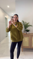 Valeria Olive Oversize Basic Sweatshirt