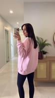 Valeria Pembe Oversize Basic Sweatshirt