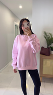 Valeria Pembe Oversize Basic Sweatshirt
