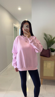 Valeria Pembe Oversize Basic Sweatshirt