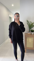 Valeria Siyah Oversize Basic Sweatshirt