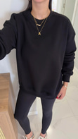 Valeria Siyah Oversize Basic Sweatshirt