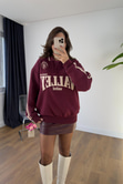 Valley Bordo Ekru Yazı Detaylı Polo Yaka Sweatshirt