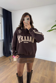 Valley Kahve Ekru Yazı Detaylı Polo Yaka Sweatshirt