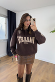 Valley Kahve Ekru Yazı Detaylı Polo Yaka Sweatshirt