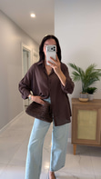 Verani Kahve Oversize Basic Gömlek