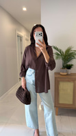 Verani Kahve Oversize Basic Gömlek
