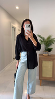 Verani Siyah Oversize Basic Gömlek