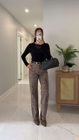 Vetta Vizon Zebra Desenli Straıght Jean