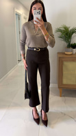Vodden Kahve Flare Pantolon