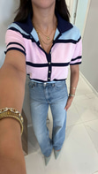 Walle Lacivert Bebe Mavi Polo Yaka Kısa Kollu Triko