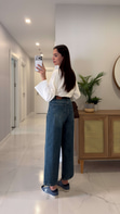 Widoste Mavi Yeşil Tint Barrel Jean