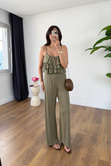 Wish Olive Askı Ayarlanabilir Bluz Pantolon Takım