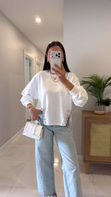 Yedla Beyaz Taş Detaylı Uzun Kollu Sweat