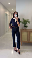 Yelta Dark Blue Ekstra Yüksek Bel Kesik Paça Jean