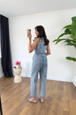 Yeska Buz Mavi Denim Kuşaklı Tulum
