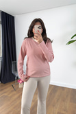 Zenda Ekru Kırmızı Çizgili Bisiklet Yaka Sweatshirt