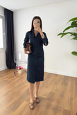 ZR Konsa Dark Blue Maxi Denim Elbise