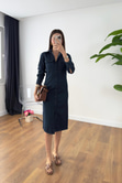 ZR Konsa Dark Blue Maxi Denim Elbise