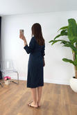 ZR Konsa Dark Blue Maxi Denim Elbise