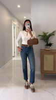 ZR Ritta Mavi Kar Yıkama Kesik Paça Boy Fit Jean
