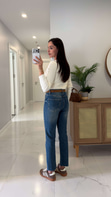 ZR Ritta Mavi Kar Yıkama Kesik Paça Boy Fit Jean