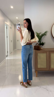 ZR Ritta Mavi Kesik Paça Boy Fit Jean