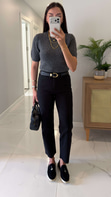 ZR Ritta Siyah Kesik Paça Boy Fit Jean