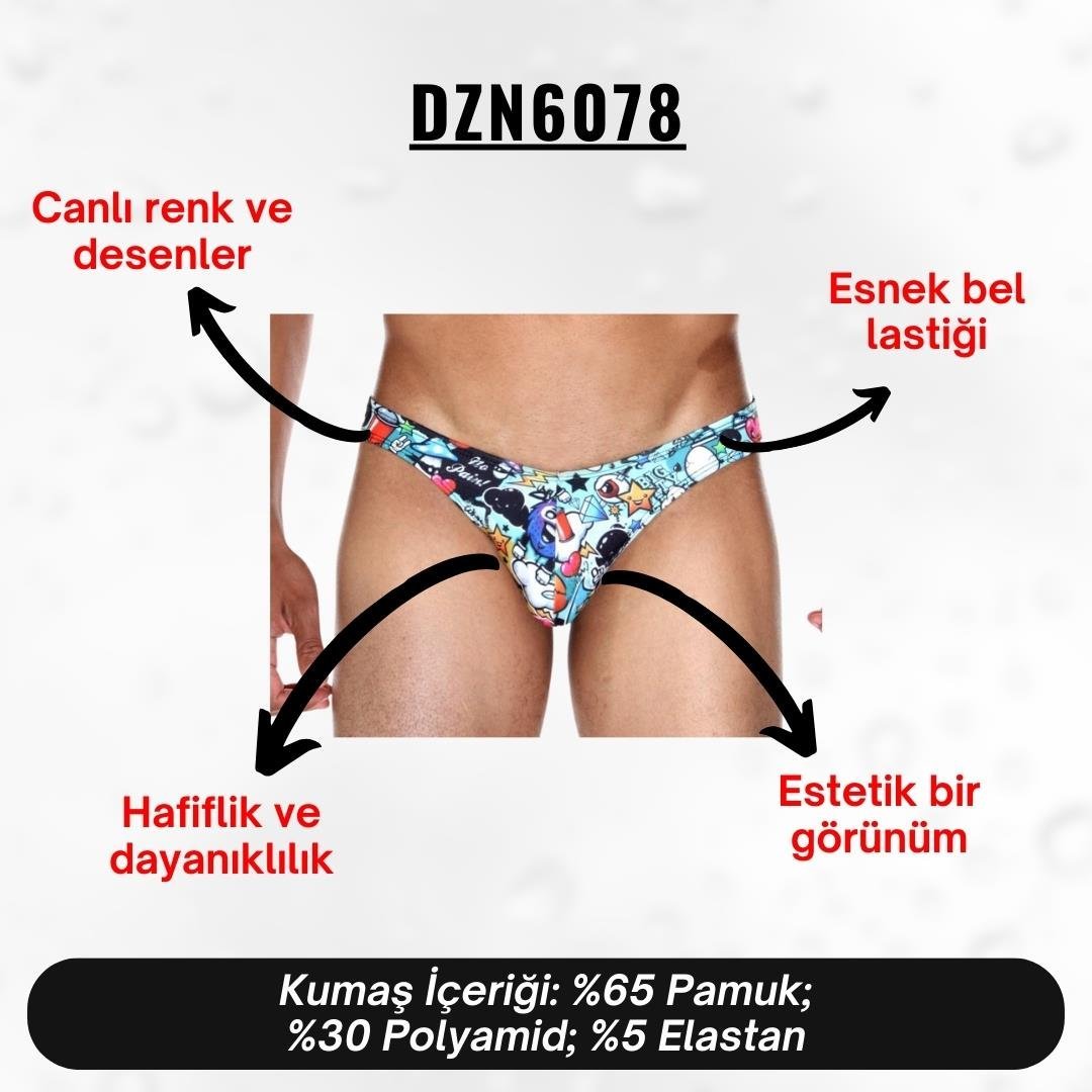 Emoji Desenli Renkli Erkek Slip (Dijital Baskılı) - DZN6078