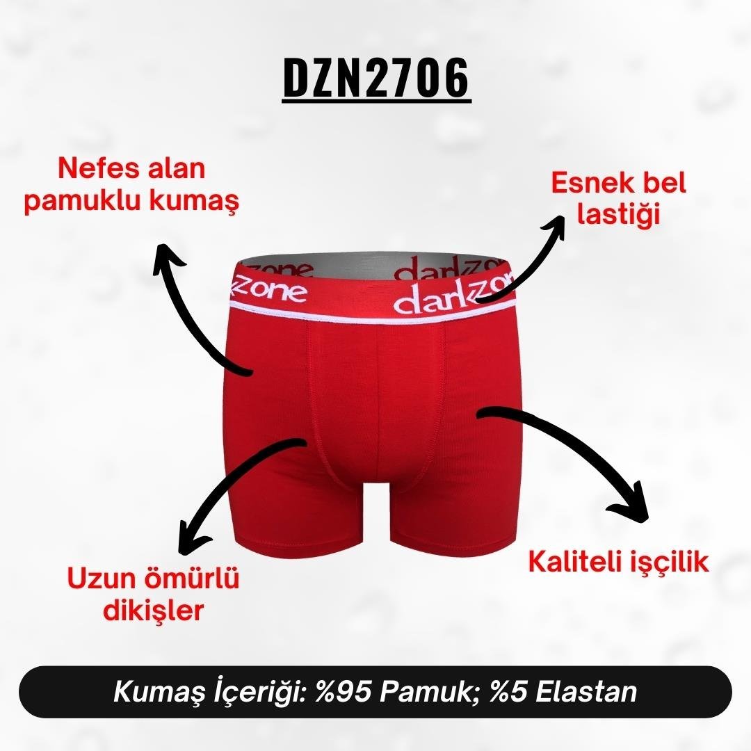 Erkek Boxer Kırmızı Pamuklu - DZN2706