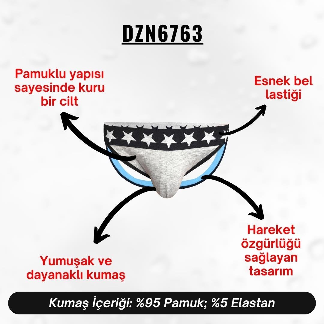 Erkek Yıldız Lastikli Gri Jockstrap - DZN6763