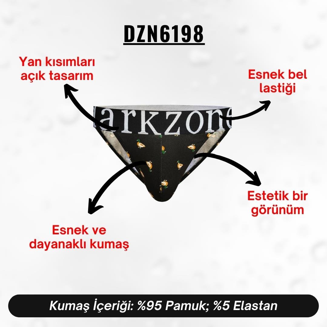 Geniş Lastikli Ördek Desenli Siyah Erkek Slip Külot - DZN6198