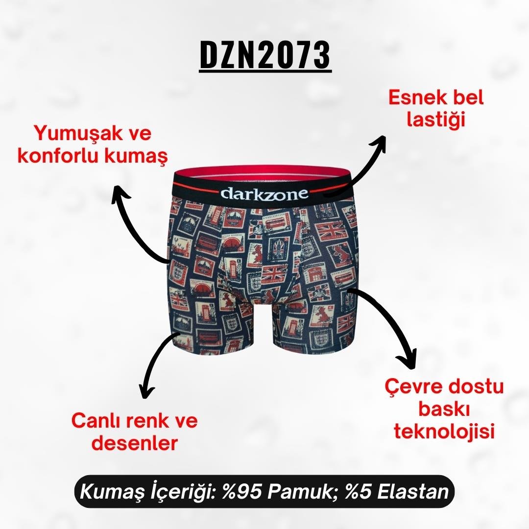 Vintage Baskılı Erkek Boxer (Dijital Baskılı) - DZN2073