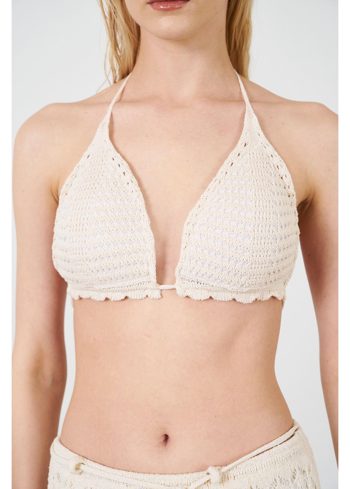 Ajurlu Bikini Üstü Top-Bej