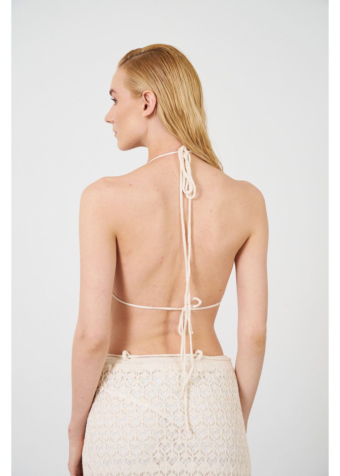 Ajurlu Bikini Üstü Top-Bej