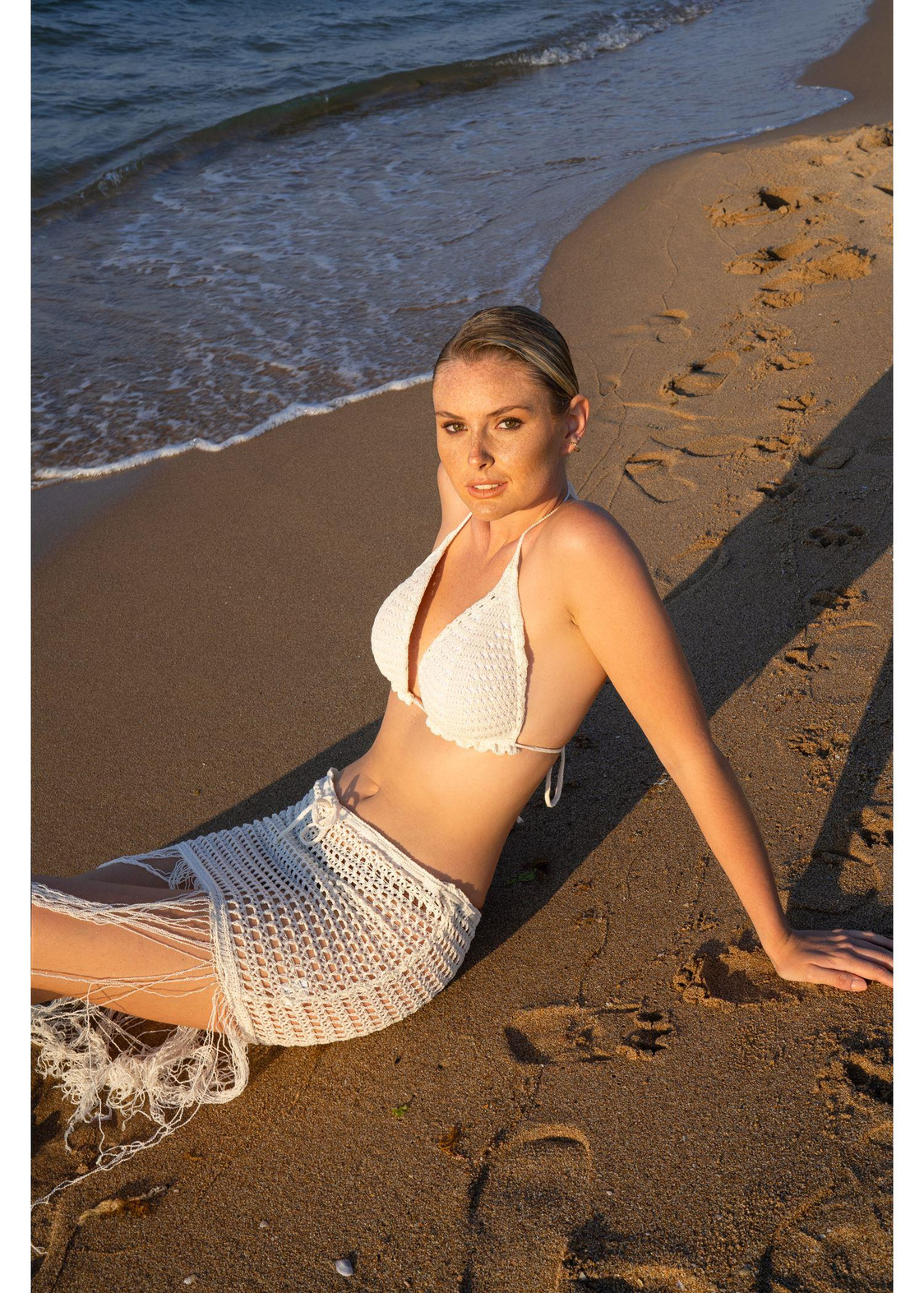 Ajurlu Bikini Üstü Top-Bej