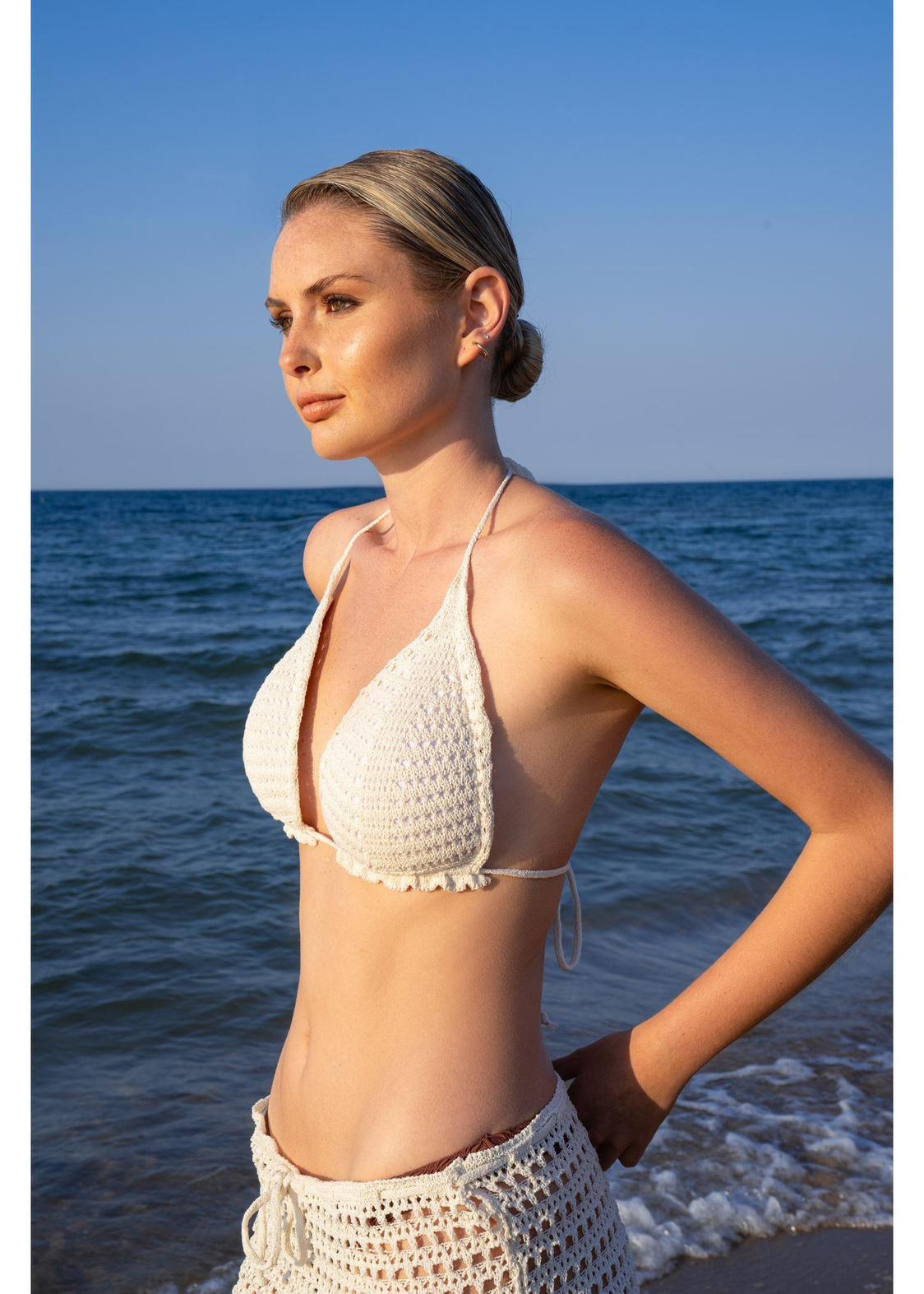 Ajurlu Bikini Üstü Top-Bej