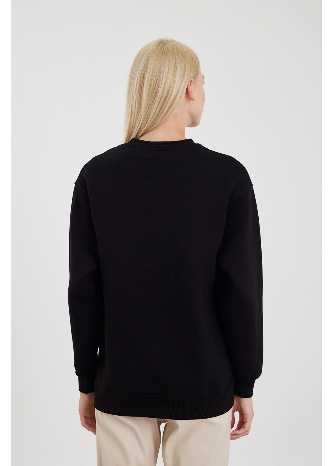 Amour Jean Detaylı Sweatshirt-Siyah