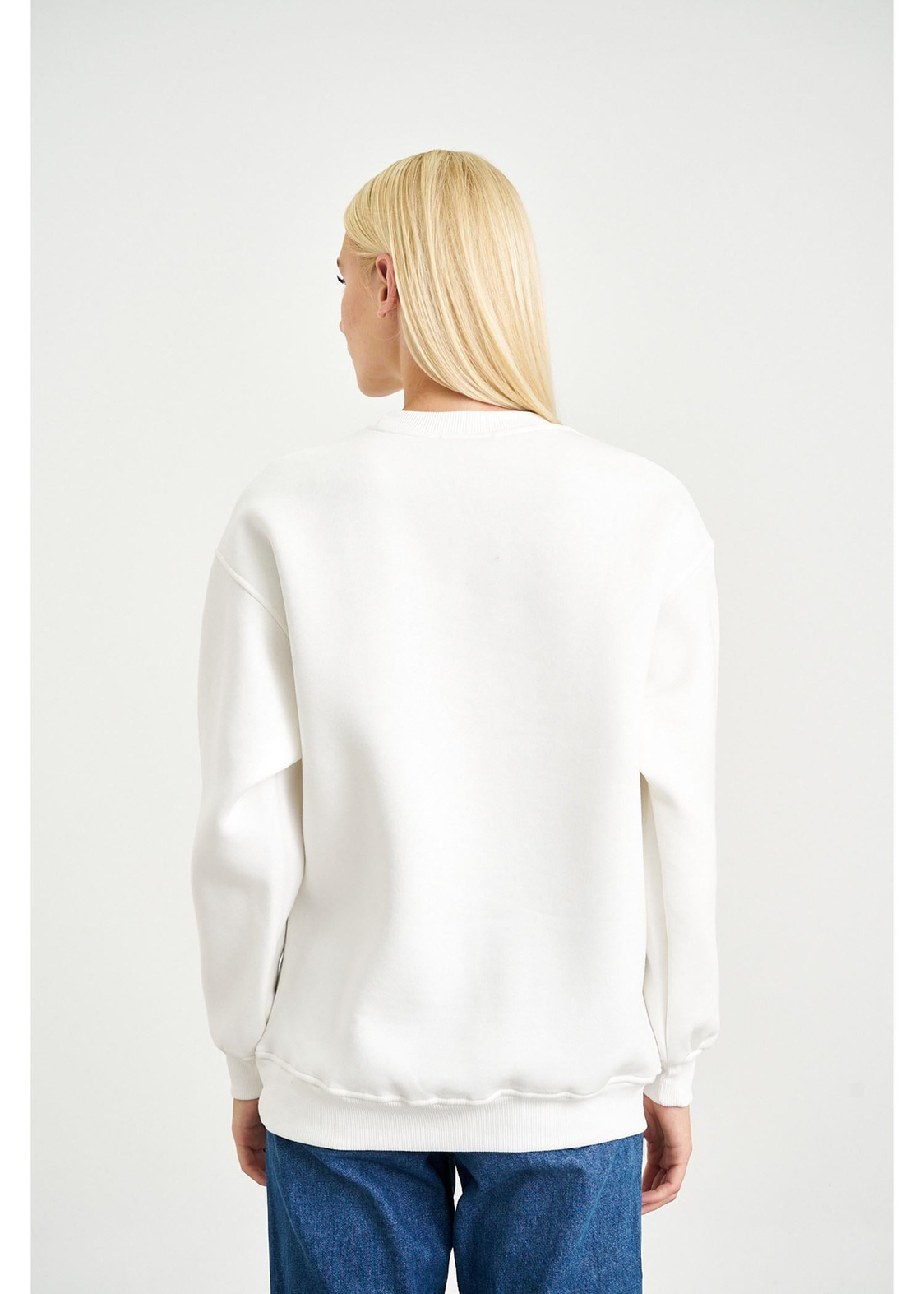 Anka Kuşlu Varak Sweatshirt-Ekru