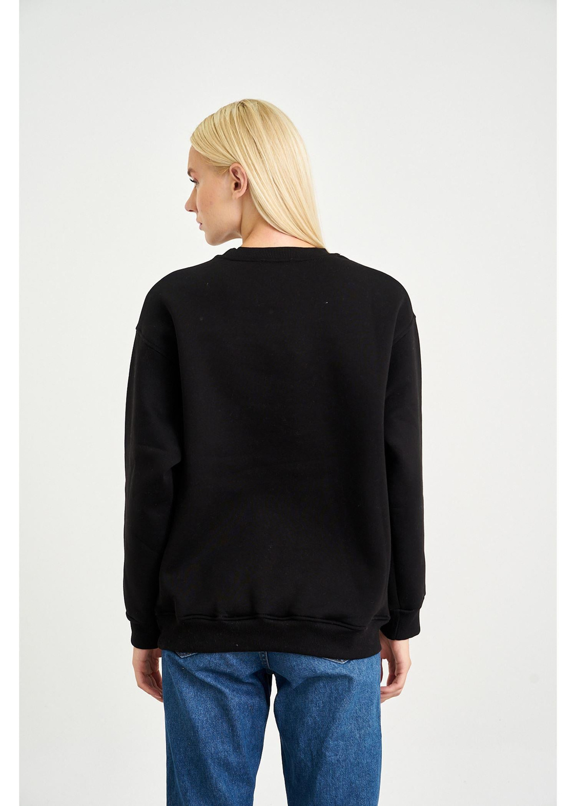 Anka Kuşlu Varak Sweatshirt-Siyah