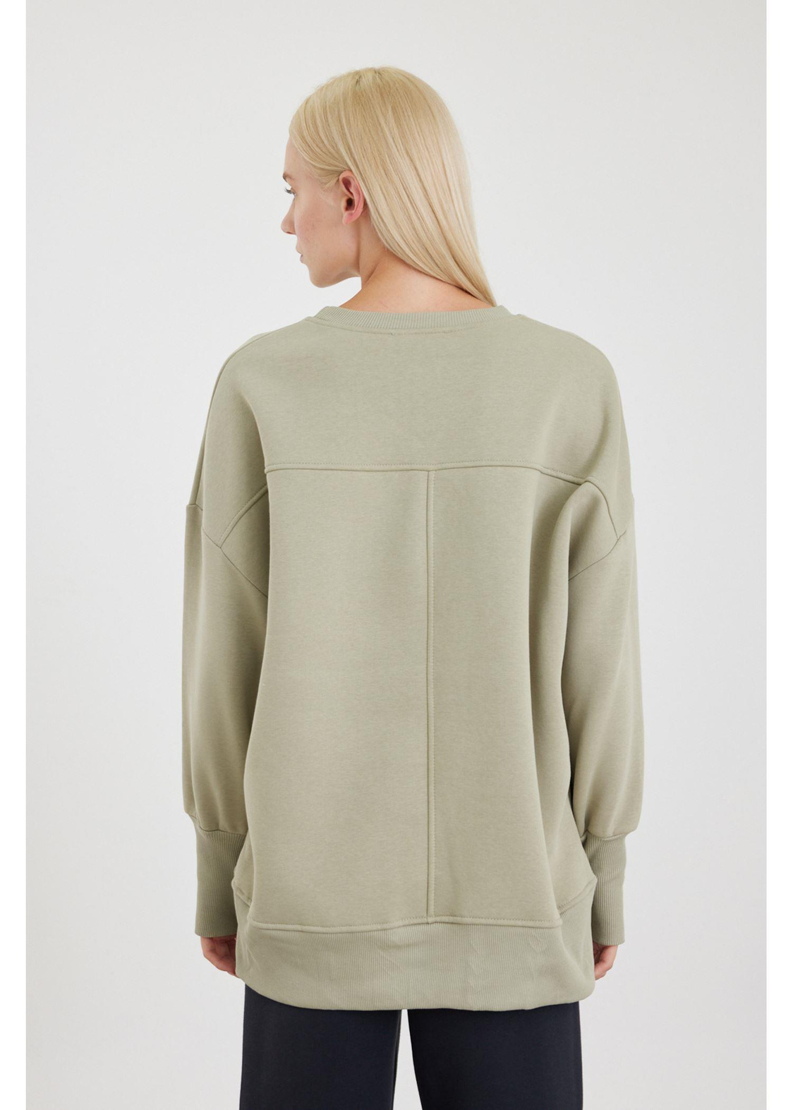 Asimetrik Oversize Sweatshirt-Yeşil