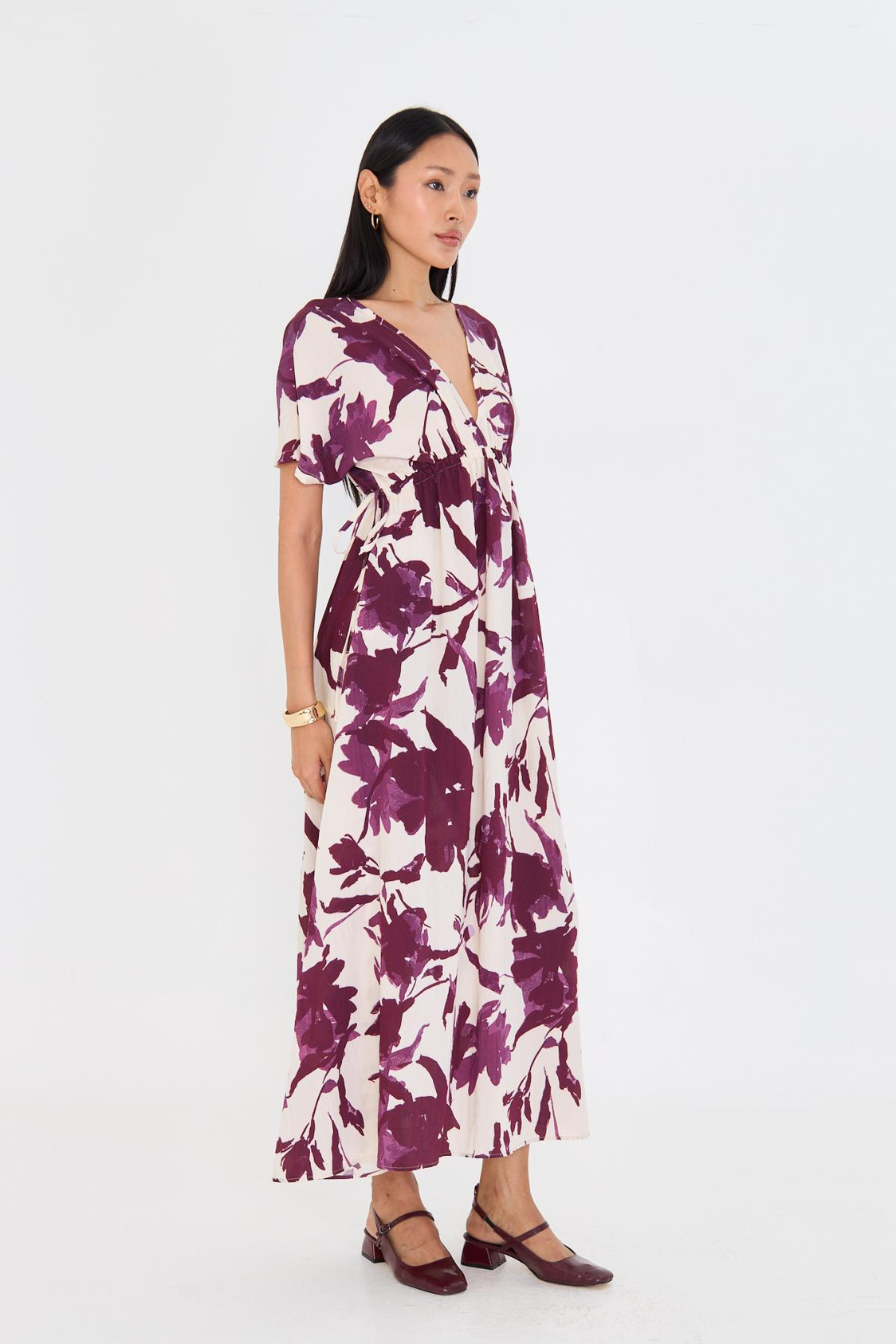 Astarsız Cep Detaylı Çiçek Baskılı Elbise