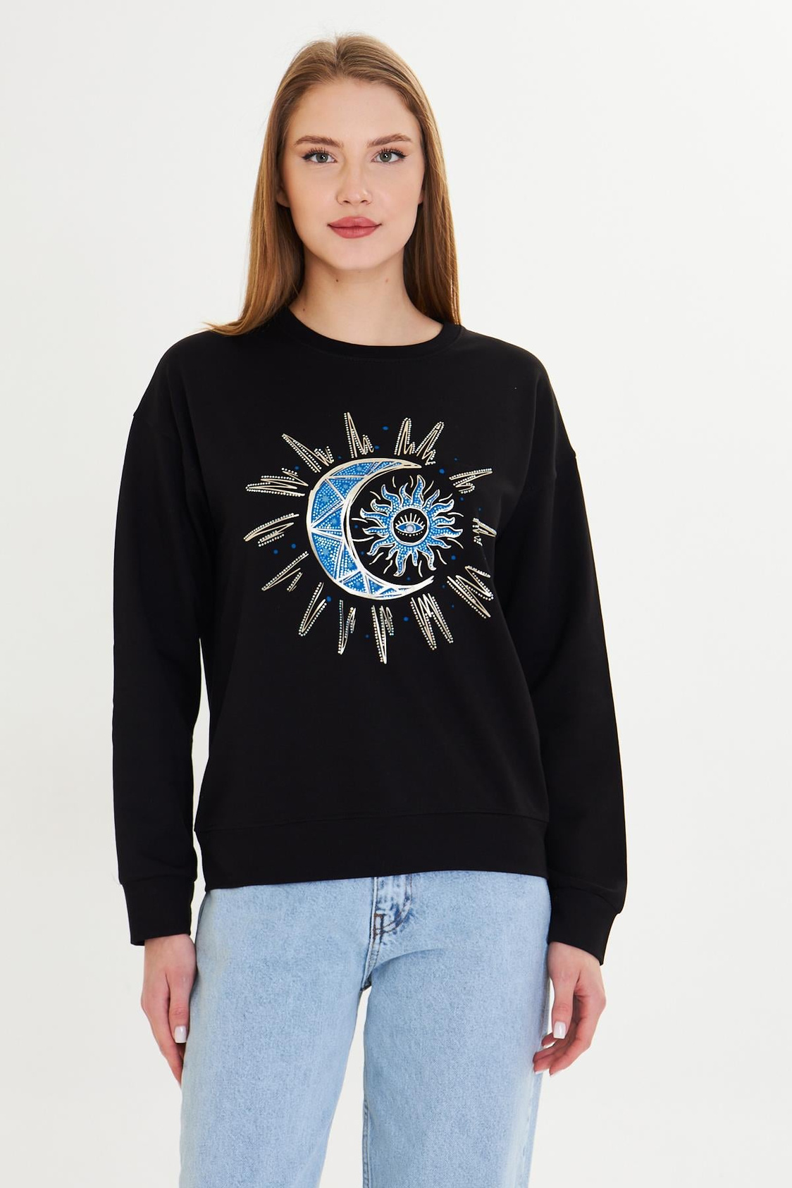 Astroloji Baskılı İki İplik Sweatshirt