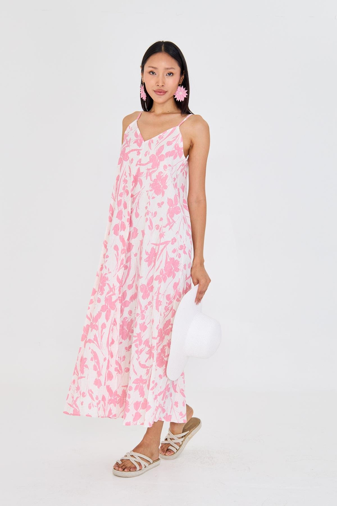 Ayarlanabilir Askılı Desenli Elbise