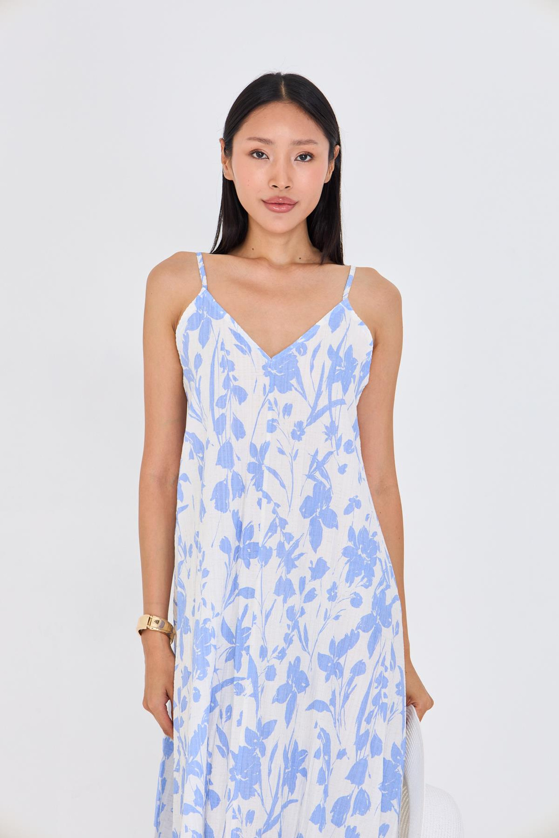 Ayarlanabilir Askılı Desenli Elbise