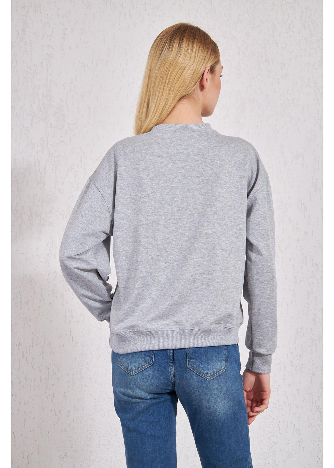 Basic Baskılı Sweat-Gri