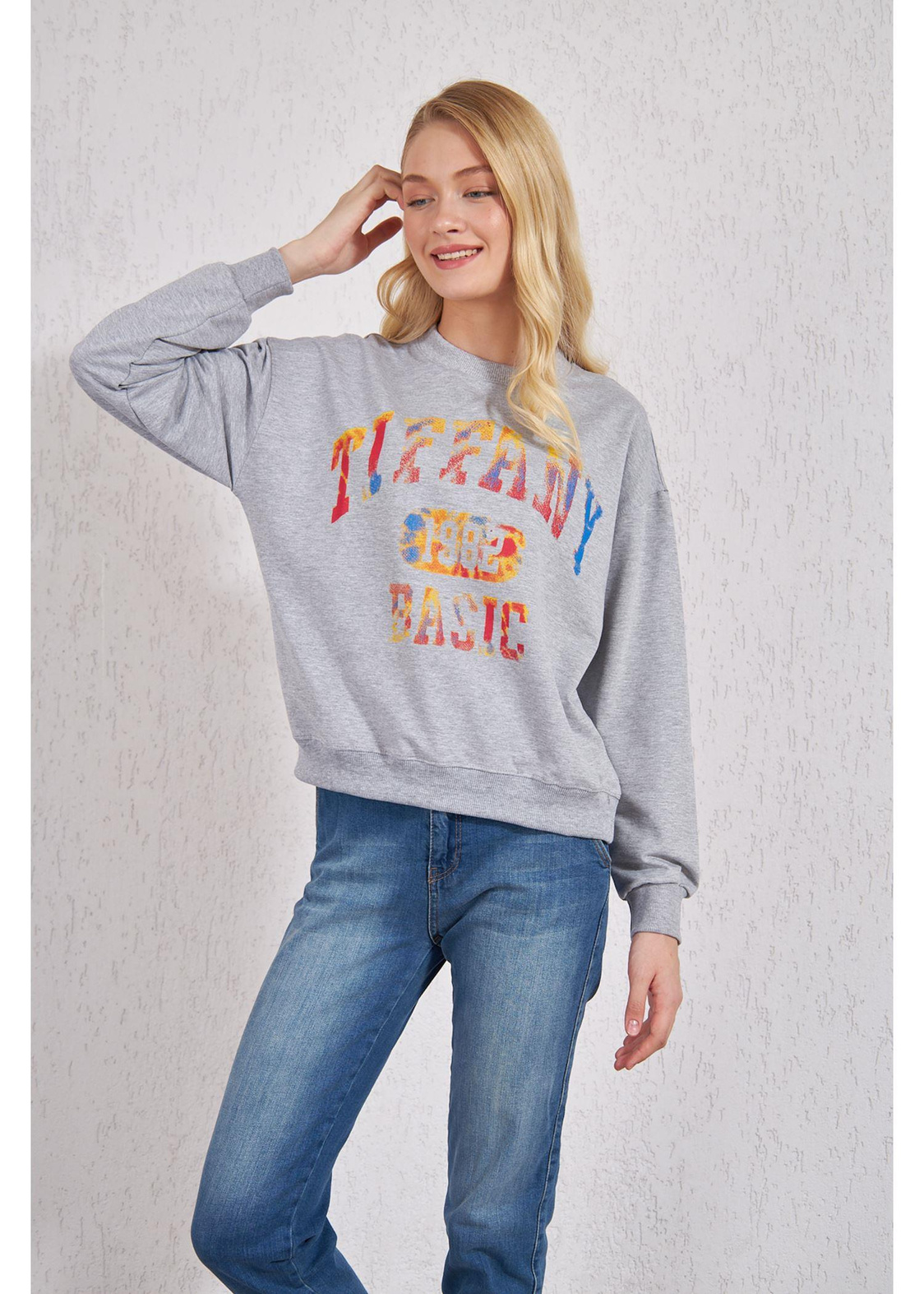 Basic Baskılı Sweat-Gri