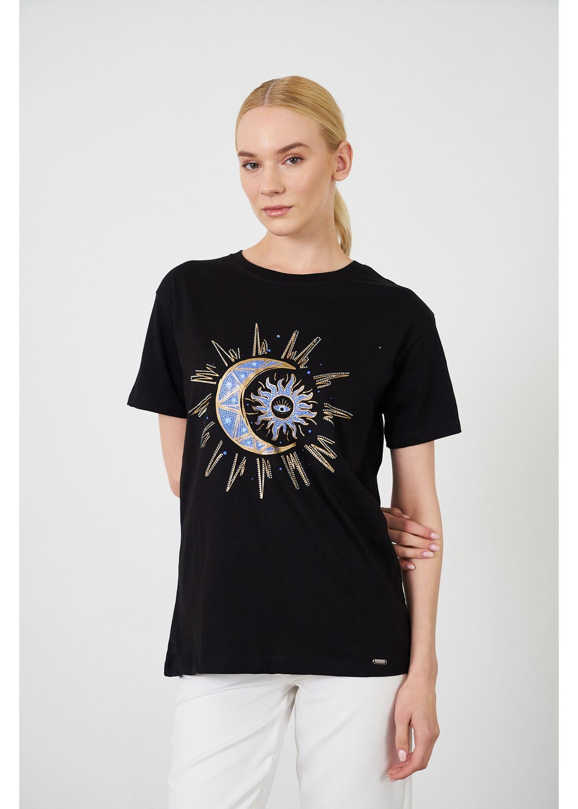 Baskılı Basic T-shirt-Siyah