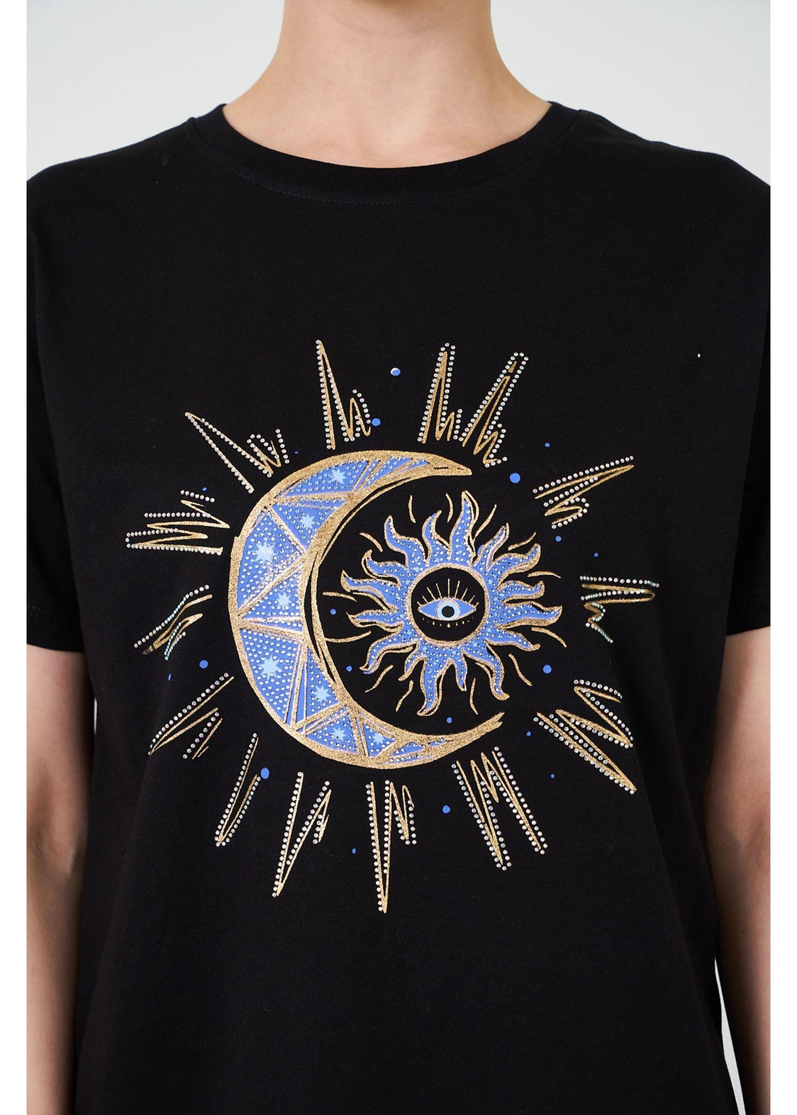 Baskılı Basic T-shirt-Siyah